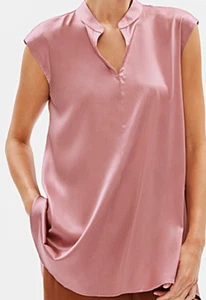 EILEEN FISHER Rosenquarz Stretch Seide Charmeuse lockeres Top XXS Bluse Trägertop NEU - Bild 1 von 8