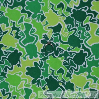 BonEful FABRIC FQ Cotton Quilt Green FROG Boy Scout Beach Camo Tonal Beach Print - Image 1 of 4