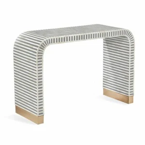Home Décor Console Table Bone Inlay Gray Waterfall Console - Picture 1 of 6
