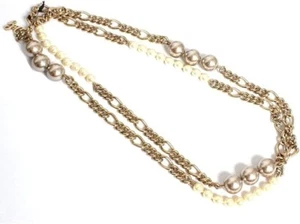 Dolce & Gabbana JEWELS Halskette 2-fach lange Kette D&G Logo Gold/Perle NEU - Bild 1 von 6