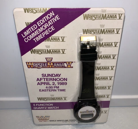 WWF Wrestlemania V Quartz Watch 1989 Titan Sports NOS New Cover