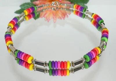 Mode Schmuck Halskette Kette Howlith Rondelle mehrfarbig multicolor bunt   310 - Bild 1 von 4