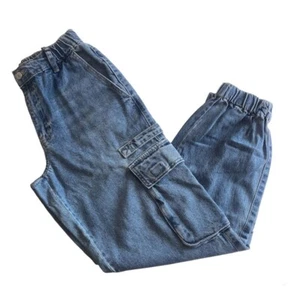 Forever 21 Utility Denim Joggers Elastic Cuffs Waist Cargo Pockets Small NWT - Picture 1 of 5