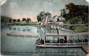 1910 OH Postkarte Ausflugsboot Shoot the Chutes Fahrt Freizeitpark 1910er - Bild 1 von 2