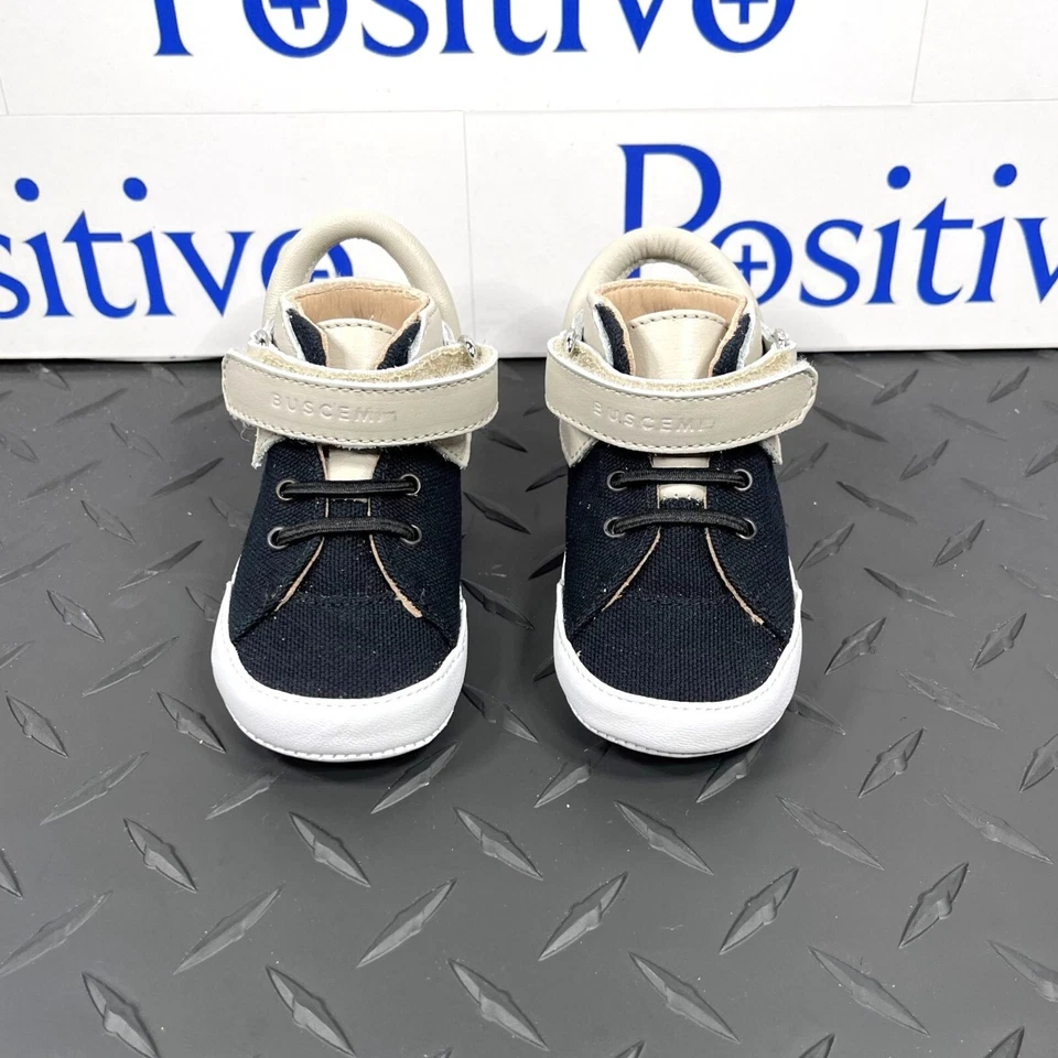 Zapatillas Buscemi 100MM Bebé Lona Negro/Blanco roto EE. UU. 4 UE 19 Nuevas Foto 1 de 4