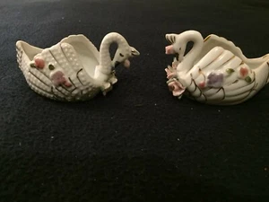 Pair of decorative porcelain swans each with cavity to hold whatever you desire - Picture 1 of 1
