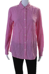 J. Mclaughlin Women's Long Sleeves Button Down Casual Shirt Pink Plaid Size S - Picture 1 of 6