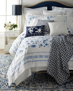 NWT $500 RALPH LAUREN WHITLOW KING DUVET COVER PORCELAIN BLUE WHITE 100% COTTON - Picture 1 of 9