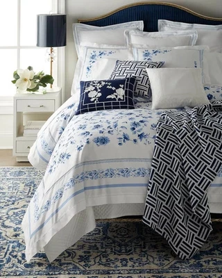 NWT $500 RALPH LAUREN WHITLOW KING DUVET COVER PORCELAIN BLUE WHITE 100% COTTON - Image 1 of 4