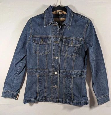 Eddie Bauer Women's Denim Jean Jacket Size Small, Blue, Button-Up Stretch - Изображение 1 из 4