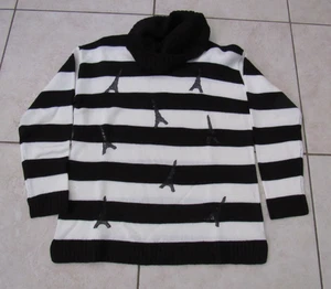 Karl Lagerfeld cowl neck black & white Paris Eiffel tower sweater size Small - Picture 1 of 5