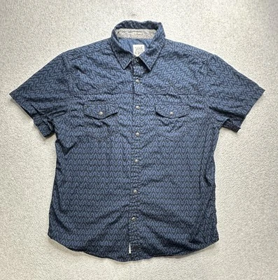 Moon Shine Spirit Shirt Mens Medium Blue Western Pearl Snap Regular Fit Pattern - Image 1 of 4