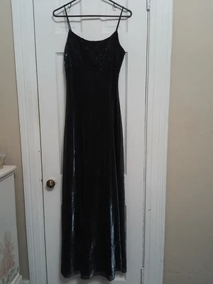 Vestido de evento formal vintage dice 7/8 pero más fiel a pequeño S brillo maxi 2d Foto 1 de 4