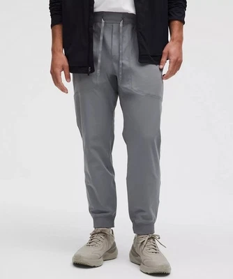 Lululemon ABC Jogger Para Hombres M Gris Tobillo Cremallera Correr Pantalones Cordón Gimnasio Foto 1 de 4