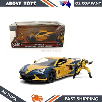 Jada Toy 1:24 Xmen Wolverine Figure With 2020 Chevy Corvette Diecast Car Model - Image 1 of 4