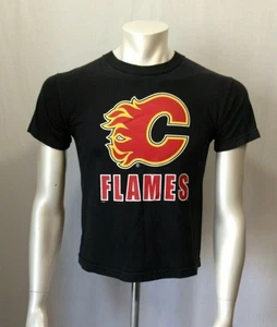 Calgary Flames NHL Hockey Youth Size Medium Black Cotton Screened T Shirt - Picture 1 of 6