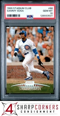1999 STADIUM CLUB #66 SAMMY SOSA CUBS PSA 10 - Image 1 of 3