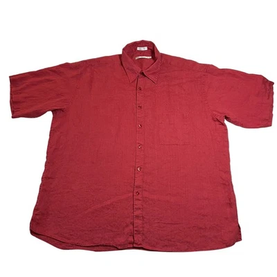 Camisa vintage Birmania Bibas para hombre 100 % lino natural abotonada talla XL transpirable Foto 1 de 4