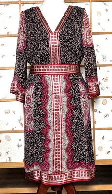 Vestido INC Seda Chifón Borde Satinado Kimono Manga Cinturón Talla Grande 16W Foto 1 de 4