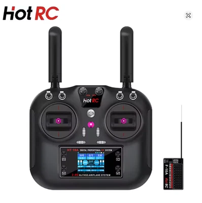 BRANDED HOTRC HT-10A RC Transmitter 10CH 2.4G With F-10A Receiver for RC Boat Car Drone