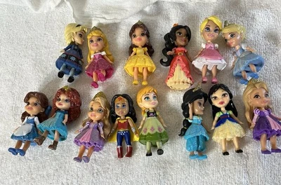 Disney Princess Minis Belle Wonder Woman & More 3" Doll Kids Gift Toys Lot Of 14 - Image 1 of 4