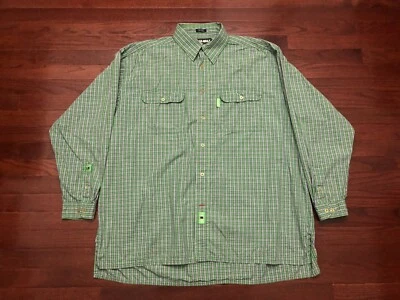 VINTAGE 90's FUBU SPORTS BUTTON UP SHIRT MENS XXL 2XL GREEN PLAID STREETWEAR v e - Image 1 of 4