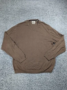 Weatherproof Vintage Sweater Men Extra Large Brown Preppy Cashmere Blend V Neck - Picture 1 of 6