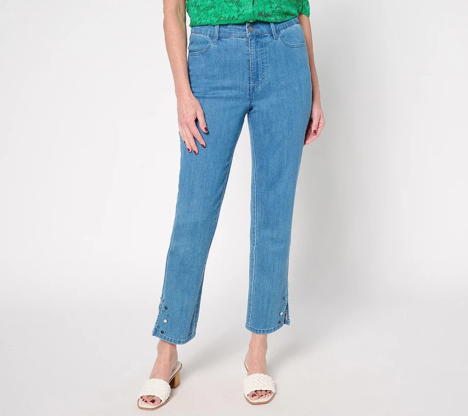 Susan Graver Regular Straight Leg Ankle Jean Medium Wash Plus 20 A676533 - Image 1 of 1