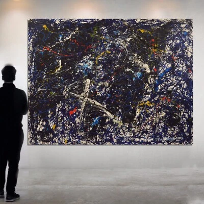"Pintura estilo lienzo Jackson Pollock 81"" X 62"" XL (6 pies" 9 pulgadas) Abstracto, moderno Foto 1 de 4