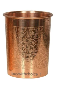 Handamde Drinking Tumbler Full Embossed Copper Water Glass Health Benefits 300ML - Picture 1 of 4