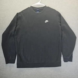 VTG Nike Pullover Sweatshirt Unisex Sz Medium Blk Small Swoosh Spellout Blue Tag - Picture 1 of 21