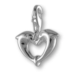 Melina charm pendant dolphins in heart shape silver 925 - Picture 1 of 1