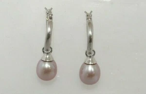 Freshwater Pink Pearl Earring with 14k White Gold Hoop - Picture 1 of 3