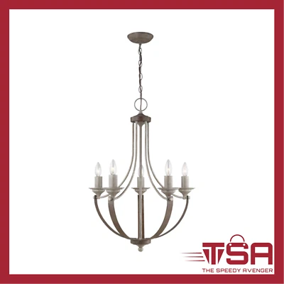 Corbeille 5-Light Washed Pine French Country/Cottage Chandelier - Image 1 of 4