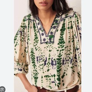 Ba&sh Idris Embroidered Peasant Ecru Tie Dye Top Sz M Boho Festival - Picture 1 of 16