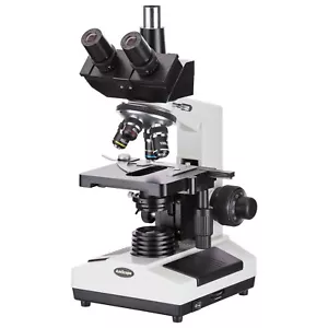40X-1000X Trinocular Compound Microscope +Camera Port 3D 2-Layer Stage Multi-Use - Picture 1 of 8