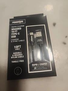 New PowerXcel Fast Charge and Sync Cable with Kevlar Shielding, Black - Picture 1 of 2