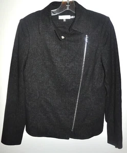Calvin Klein Moto Jacket Black and Gray Silver Accents Women's Sz 6 NWOT - Picture 1 of 3
