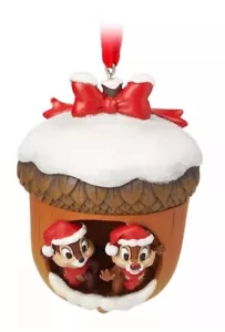 Disney Ornament Skizzenbuch Neu in OVP 2021 Chip & Dale Glitzer Schnee Eichel Nuss Haus - Bild 1 von 2