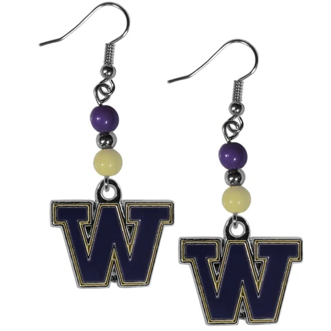 Washington Huskies Dangle Earrings (Fan Bead) NCAA Licensed Jewelry Cover