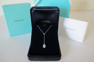 TIFFANY & CO. 18K AQUAMARINE DROP PENDANT NECKLACE 16IN NEW IN BOX - Picture 1 of 22