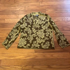 Top Sigrid Olsen para mujer extra grande XL verde floral mezcla de seda tejido - Imagen 1 de 7