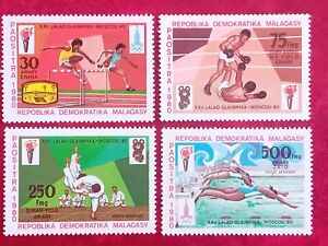 Madagascar stamps 1980, MI 863 - 866, Moscow 1980, no postmarks