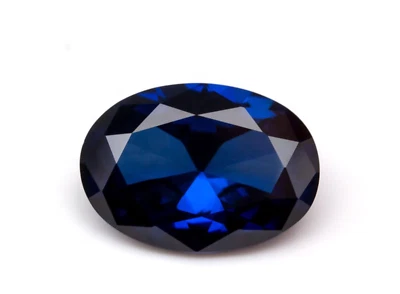 Lab Created Blue Sapphire Corundum Oval Faceted Loose Stones (4x3mm - 18x13mm) - Image 1 of 3