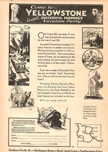 VINTAGE 1931 YELLOWSTONE NATIONAL PARK NORDPAZIFIK EISENBAHN DRUCK ANZEIGE - Bild 1 von 1