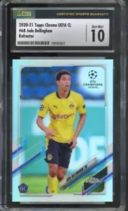 Topps 2020-21 cromo UCL JUDE BELLINGHAM #68 RC refractor de novato CSG 10 - Imagen 1 de 2