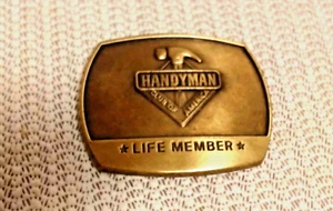 Handyman Club of America Life Member Vtg 1996 Brass Tone Belt Buckle w/ Hammer - Picture 1 of 8