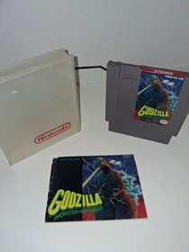 Vintage Godzilla Nes Game Cartridge +hardcase  And Manual