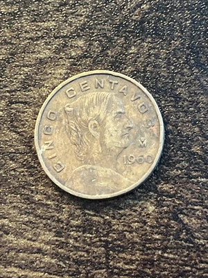 Moneda real de los Cinco Centavos de México 1960 TB517* Foto 1 de 3