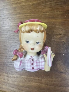RAR Vintage Napco Japan rosa lila Mädchen Übertopf Figur - Bild 1 von 4